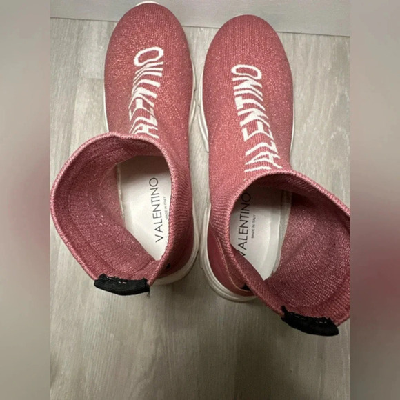Valentino womens‎ sock sneakers pink sparkly sz 7 - Picture 6 of 7